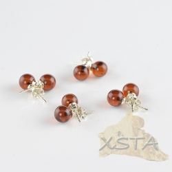 Cherry round amber earrings